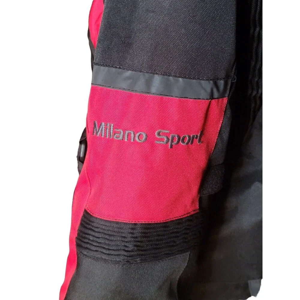 Milano Sport Mens Motorcycle Jacket Med Black Red Padded Detachable Liner - Picture 7 of 16